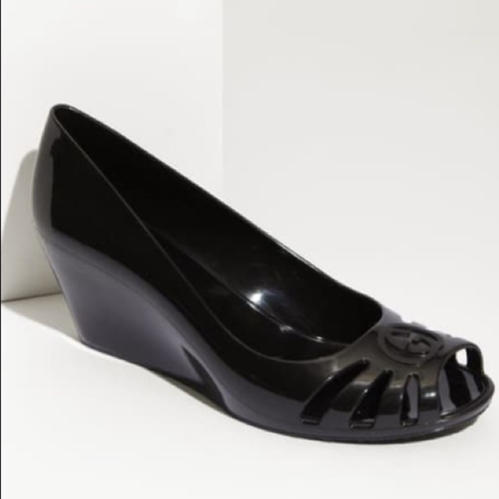 Gucci Marola rubber jelly wedge open toe sandals